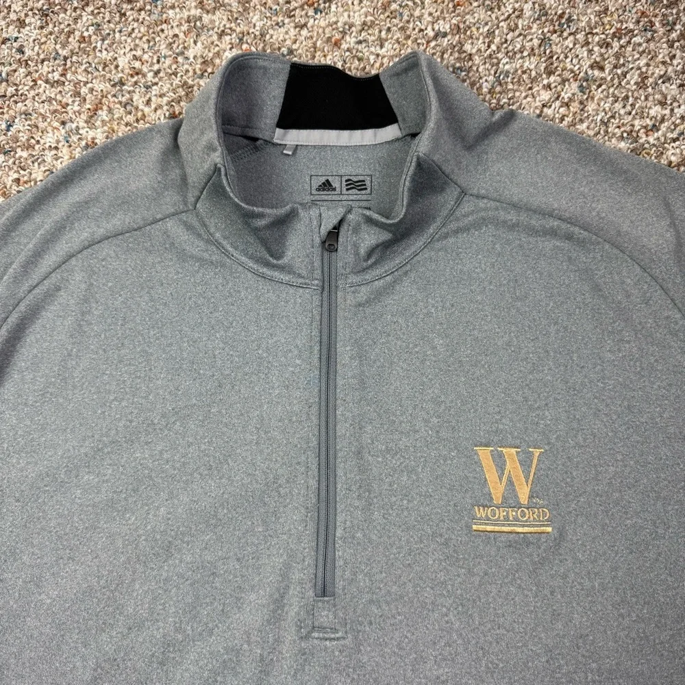 Adidas Wofford College Terriers Men’s Gray Logo 1/4 Zip Pullover Jacket 2XL - Picture 3 of 8